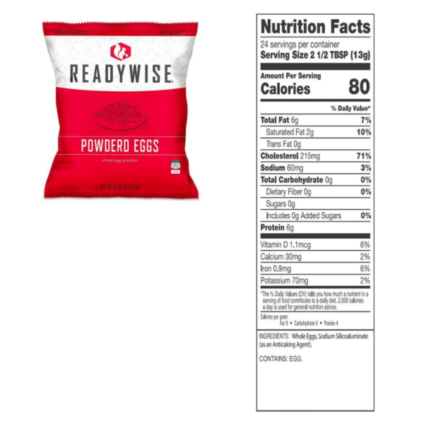 Powderd Eggs Nutrition Facts